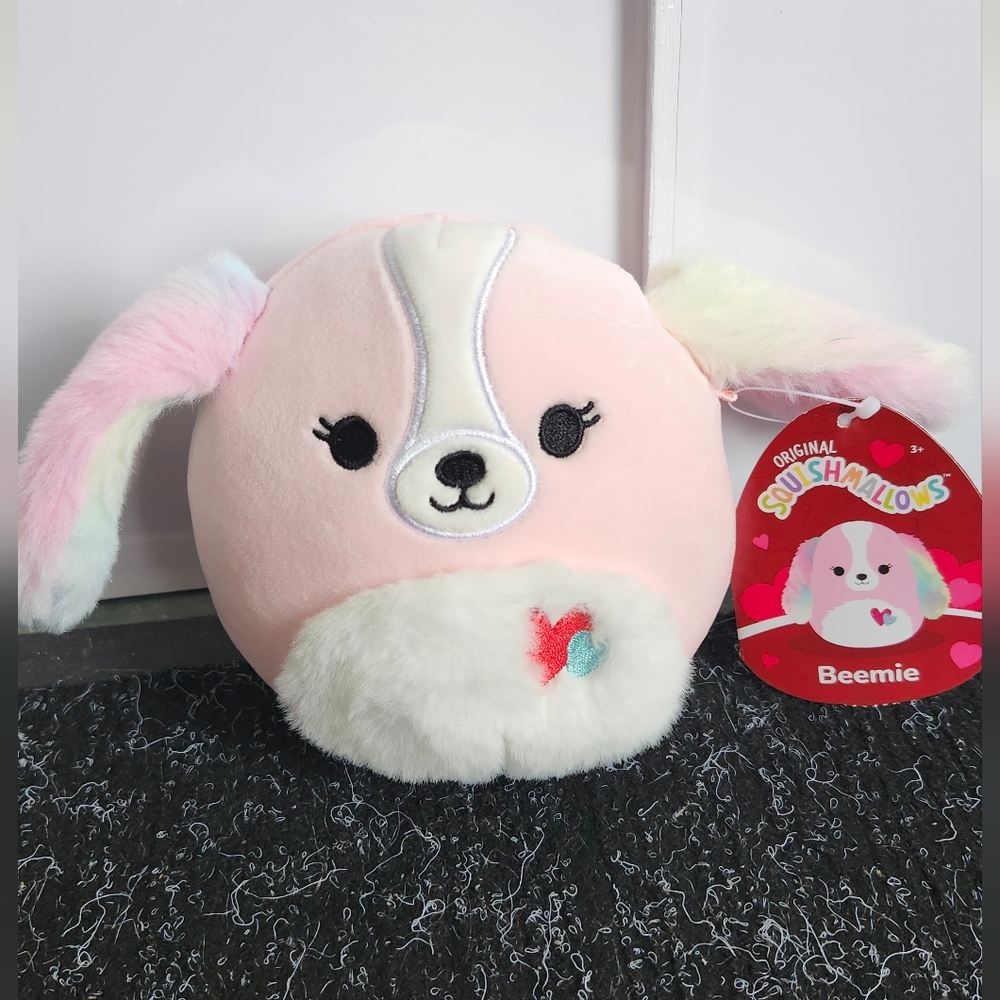 5" Squishmallows Beemie The Pink Puppy Dog Valentine's Day Collection NWT Plush